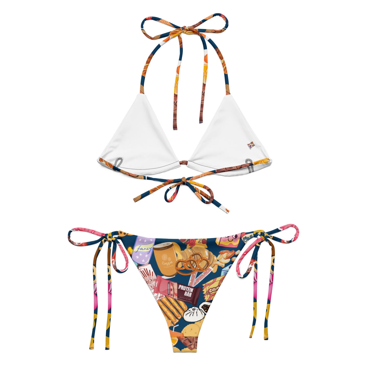 Recycelter Schnürbikini mit Allover-Druck