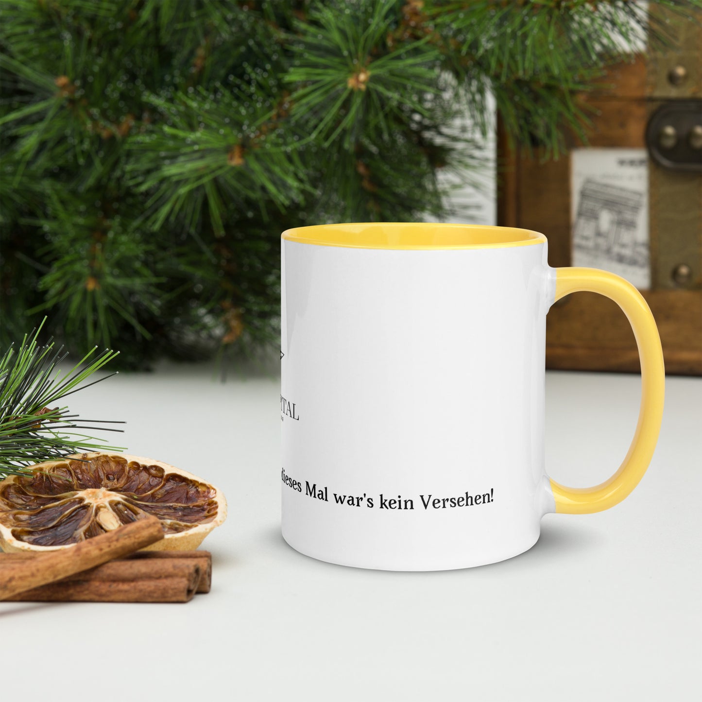Tasse mit farbiger Innenseite „Hopla, schon wieder investiert – und diesmal war's kein Versehen!“