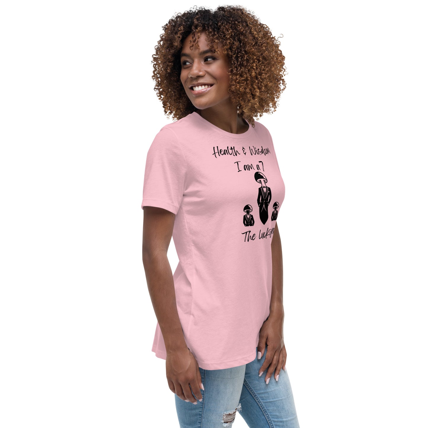 "Stilvoll und inspirierend: Lockeres Damen-T-Shirt mit Wealth & Wisdom Logo - Dein Fashion-Statement für Erfolg und Weisheit!"