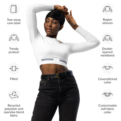 "Nachhaltiger Style: Unser recyceltes Langarm Crop Top mit Swag Snack Logo - Ein Statement für Umweltbewusstsein und Coolness!"