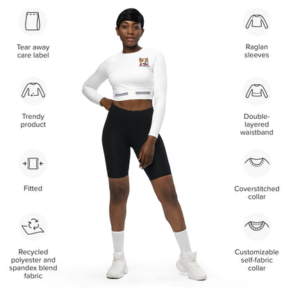 "Nachhaltiger Style: Unser recyceltes Langarm Crop Top mit Swag Snack Logo - Ein Statement für Umweltbewusstsein und Coolness!"