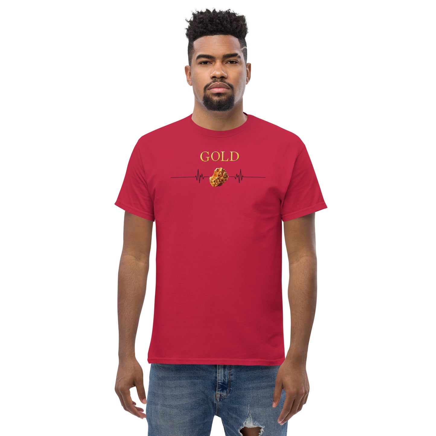 "Eleganz in Gold: Unser klassisches Herren-T-Shirt mit Gold Logo - Ein zeitloses Statement für den modernen Gentleman!"