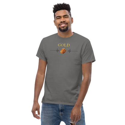 "Eleganz in Gold: Unser klassisches Herren-T-Shirt mit Gold Logo - Ein zeitloses Statement für den modernen Gentleman!"