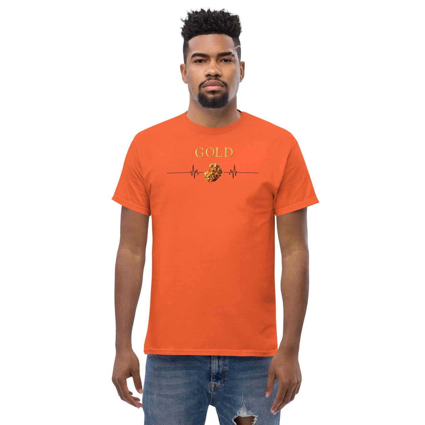 "Eleganz in Gold: Unser klassisches Herren-T-Shirt mit Gold Logo - Ein zeitloses Statement für den modernen Gentleman!"