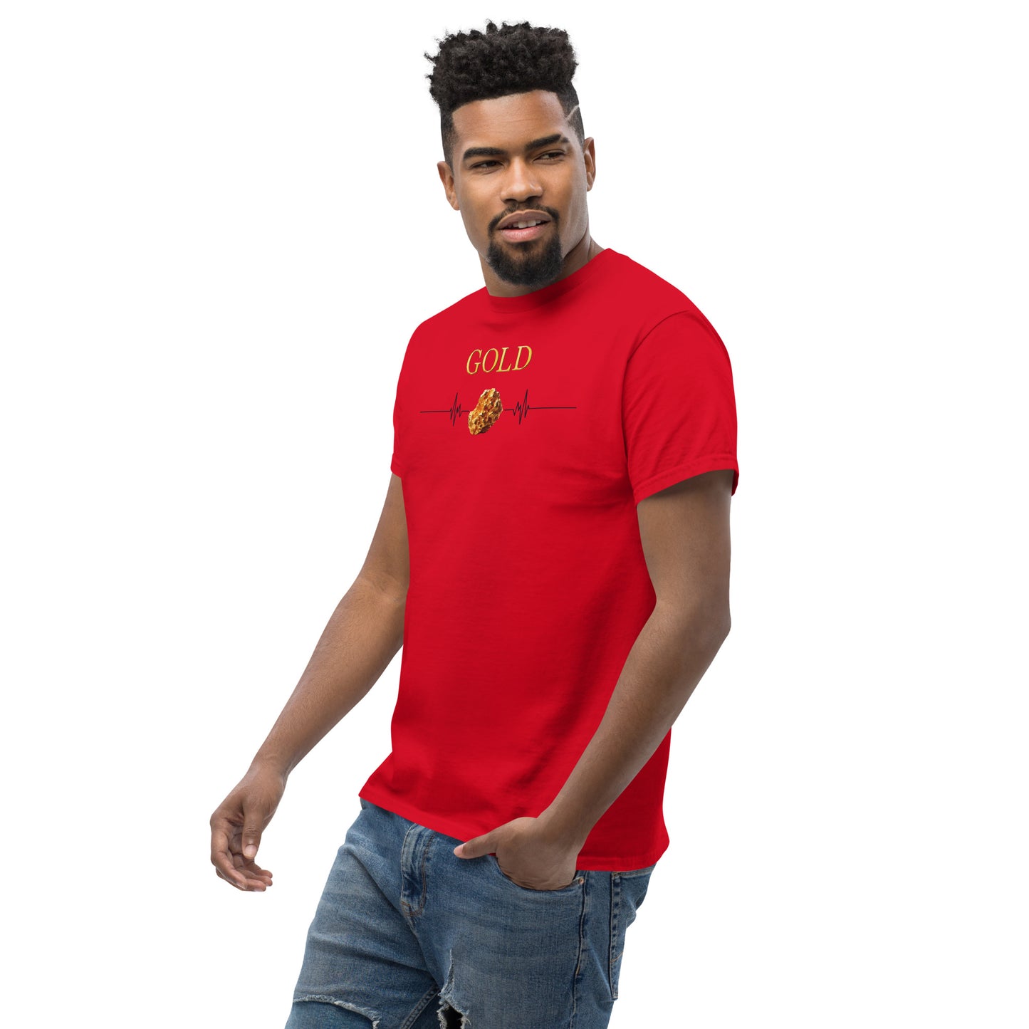 "Eleganz in Gold: Unser klassisches Herren-T-Shirt mit Gold Logo - Ein zeitloses Statement für den modernen Gentleman!"