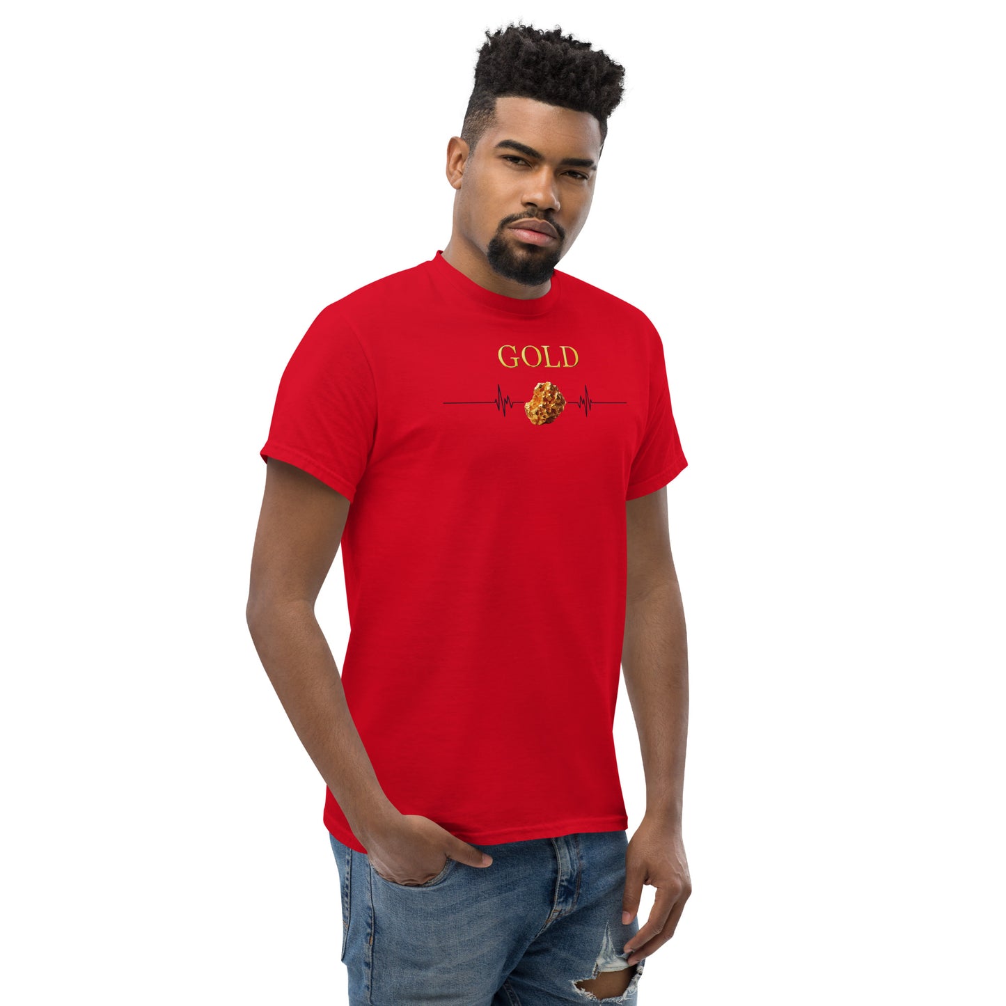 "Eleganz in Gold: Unser klassisches Herren-T-Shirt mit Gold Logo - Ein zeitloses Statement für den modernen Gentleman!"