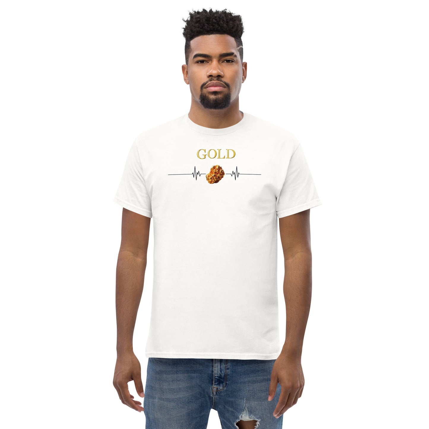 "Eleganz in Gold: Unser klassisches Herren-T-Shirt mit Gold Logo - Ein zeitloses Statement für den modernen Gentleman!"