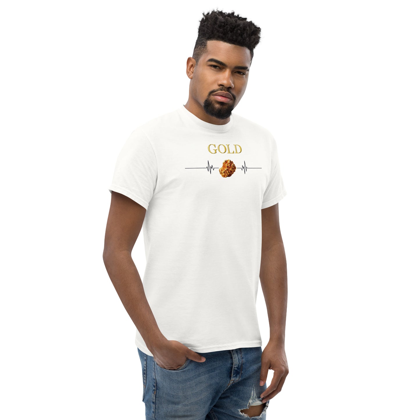 "Eleganz in Gold: Unser klassisches Herren-T-Shirt mit Gold Logo - Ein zeitloses Statement für den modernen Gentleman!"