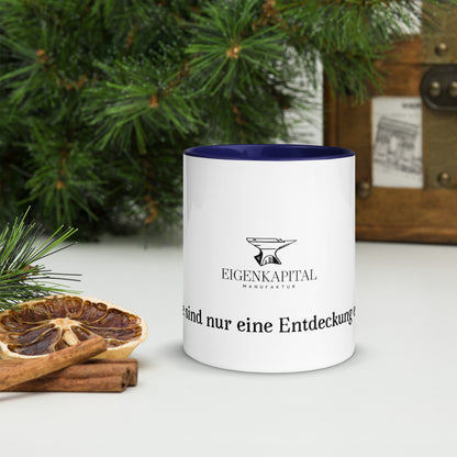 Tasse mit farbiger Innenseite „Gewinne sind nur eine Entdeckung entfernt.“