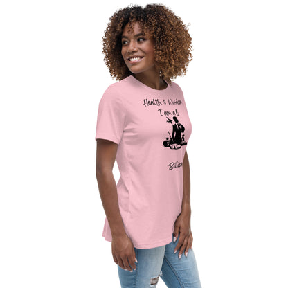 "Stilvoll und inspirierend: Lockeres Damen-T-Shirt mit Wealth & Wisdom Logo - Dein Fashion-Statement für Erfolg und Weisheit!"