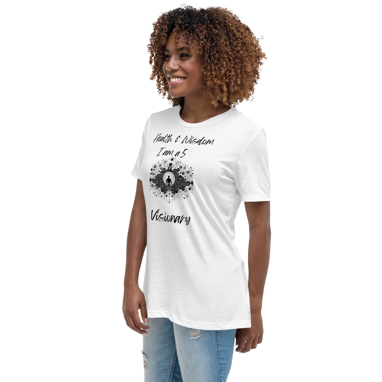 "Stilvoll und inspirierend: Lockeres Damen-T-Shirt mit Wealth & Wisdom Logo - Dein Fashion-Statement für Erfolg und Weisheit!"