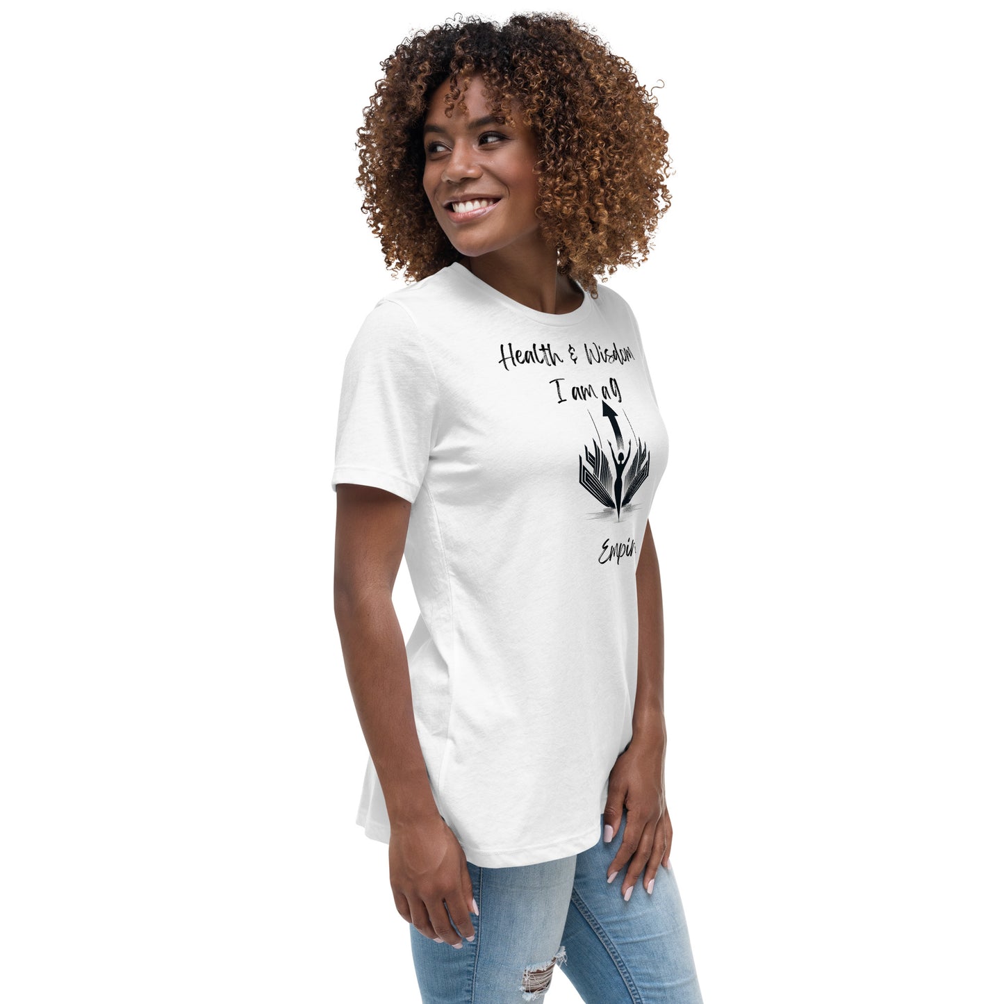 Lockeres Damen-T-Shirt "Stilvoll und inspirierend: Damen T-Shirt mit Wealth & Wisdom Logo - Dein Fashion-Statement für Erfolg und Weisheit!"