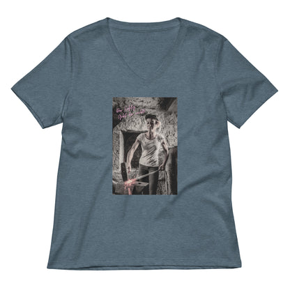 Lockeres Damen T-Shirt mit V-Ausschnitt für Eigenkapital Entwickler