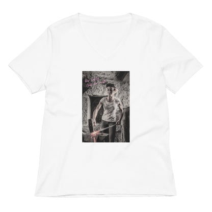 Lockeres Damen T-Shirt mit V-Ausschnitt für Eigenkapital Entwickler